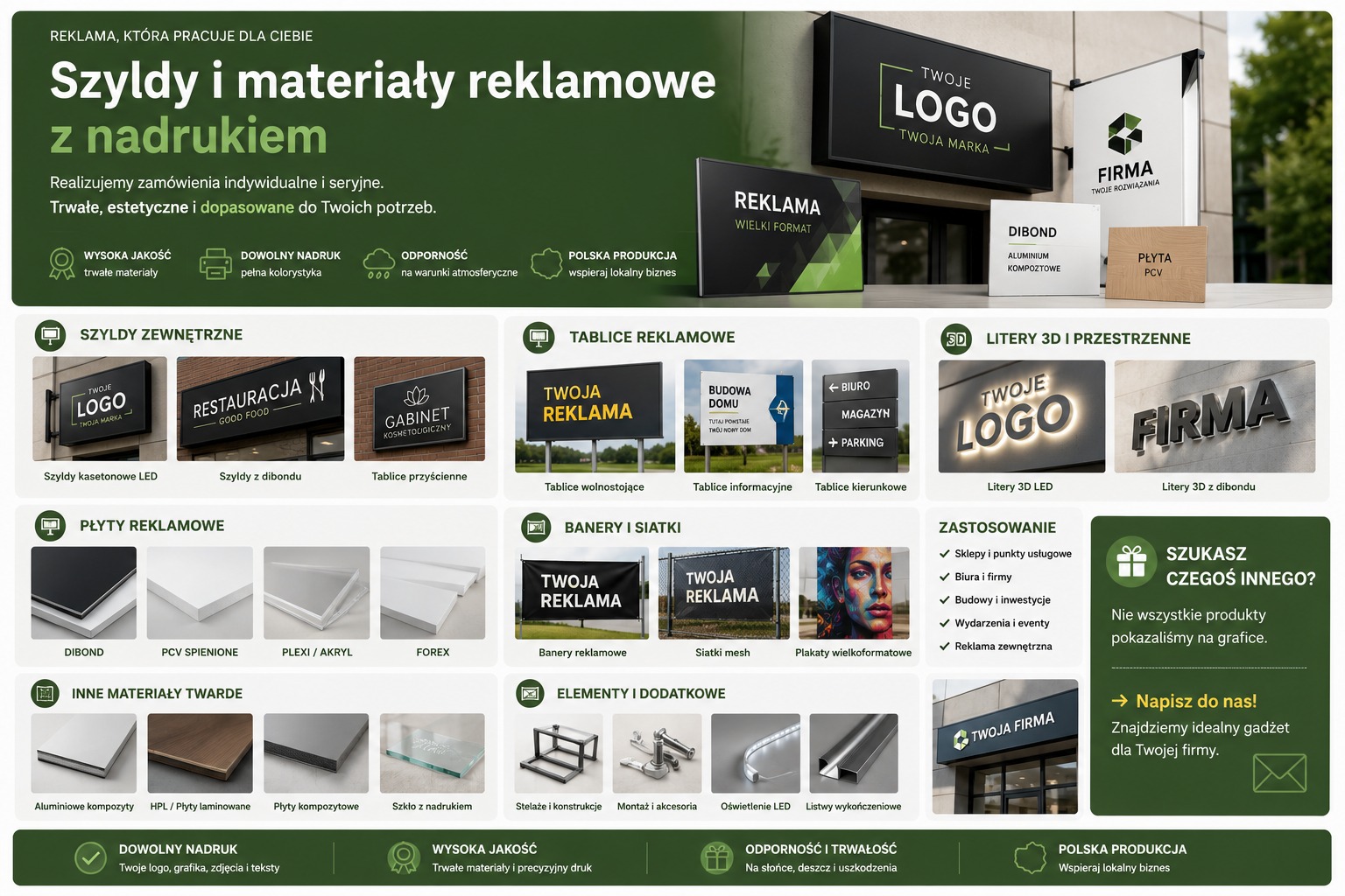 Szyldy i materiały reklamowe z nadrukiem