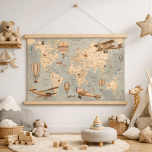fototapeta_fototapeta_mapa_swiata_dla_dzieci_Tiny-Explorers-Studio-mock Fototapeta Mapa Świata dla Dzieci